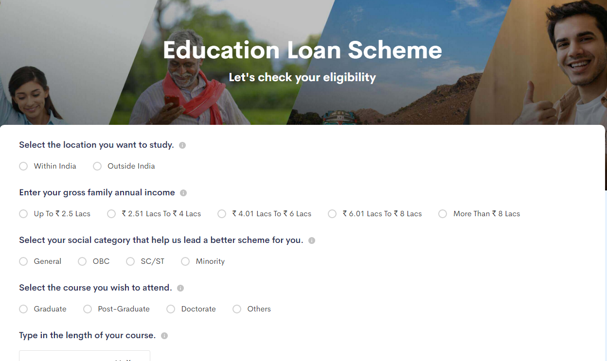 Image of the eligibility check for loan from jan portal